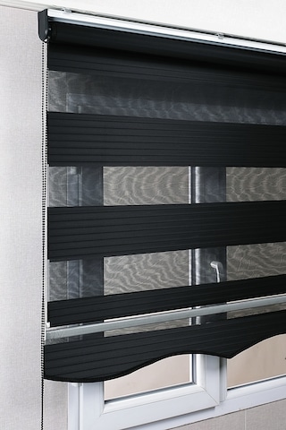 Etekli Siyah Pileli Zebra Kaliteli Güneşlik Stor Perde