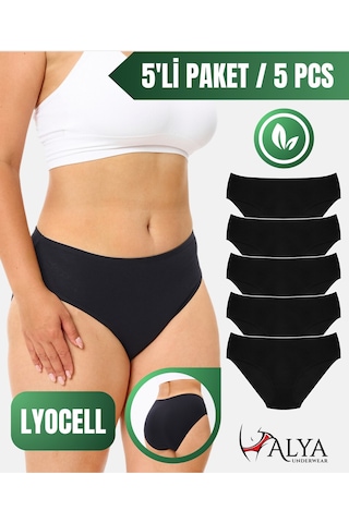 Alya Underwear Kadın Külot, Lyocell Kumaş Külot, Ter Emici Rahat Ve Dayanıklı Kadın İç Çamaşırı, Liyosel Slip Siyah P06