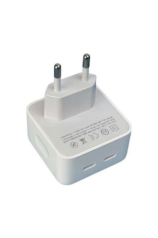 Fastbuy Beyaz 40w Hızlı Şarj Cihazı, Çift Type-c Portlu, Avrupa Standartı Şarj Aleti