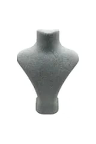 Yerli Üretim Londra Model Süet Kumaş Gri Renk 16/12 Cm Kolye Sergileme Mankeni Çok Renkli