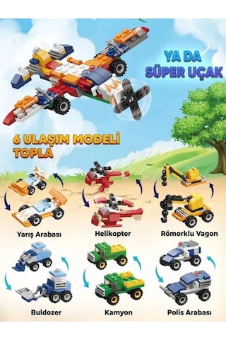 315 Parça 12+2 Araca Dönüşebilen İş Makineleri Ve Araçlar Yapı Blok Seti - Eğitici Oyuncak