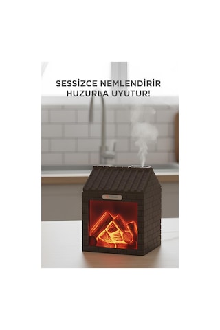 H9 Koyu Kahve Şömine Efektli 200ml Sessiz Ultrasonik House Hava Nemlendirici (İthalatçı Garantili)