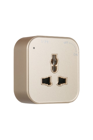 Neevoyu Gümüş Renkli Akrilik Power Rail Uyumlu 3 Lü Universal Soket, Kaydırılabilir, Kolay Kurulum, Ev Ofis Kullanıma Uygun Altın