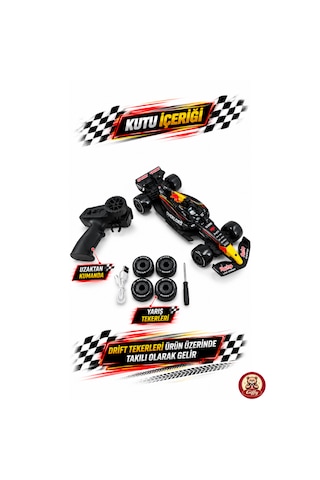 Oyuncak Uzaktan Kumandalı Formula 1 Rc Drift Yarış Arabası 20 Km/sa Hız, Hassas Gaz Kontrolü, Led Işık Ve Type-c Şarj Siyah