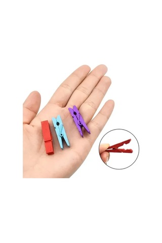 50'li Renkli Ahşap Mandal Seti 3.5 Cm Çok Renkli