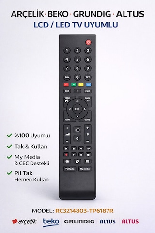 Arçelik Be-ko Grundig Altus Tv Kumandası Lcd Led Tüm Modellerle