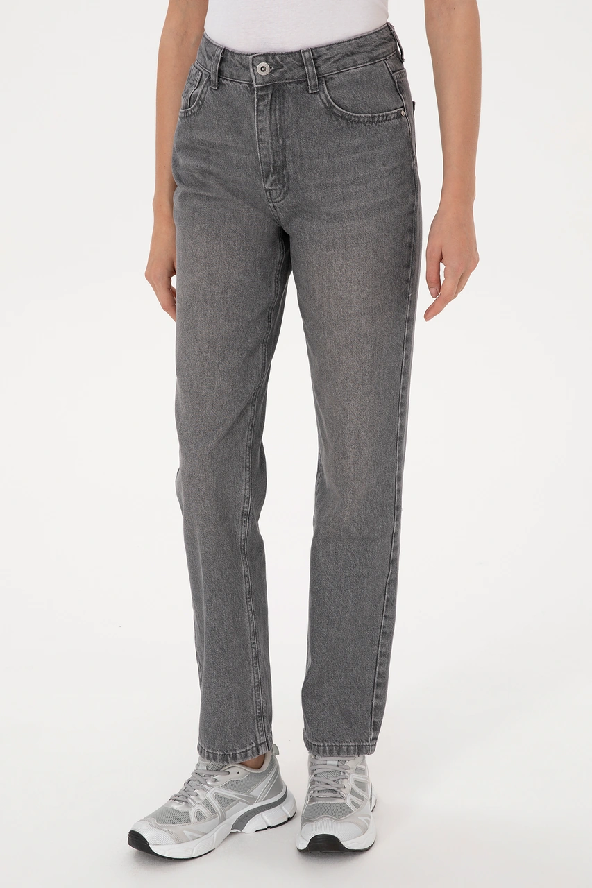 U.S. Polo Assn. Kadın Gri Straight Fit Jean Pantolon 50316569-DN0025