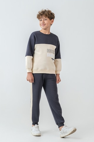 Erkek Çocuk Brooklyn Skat Clup Baskılı 3 İplik Kalın Kışlık Eşofman Takımı Ak4228 Füme