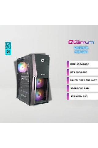 Quantum Gaming MUERTA MR1501 i5-14400F 32 GB 1 TB NVMe SSD 8 GB RTX5060 Free Dos Masaüstü Oyuncu Bilgisayarı