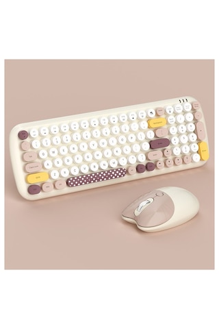 Geezer Candy Plus Kablosuz Klavye Mouse Seti 2.4g Yuvarlak Tuşlu 100 Tuş Renkli Set Optik