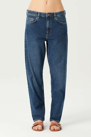 Koyu Mavi Düşük Bel Patı Fermuarlı Slim Fit Jean Pantolon C 4934-006 Koyu Mavi