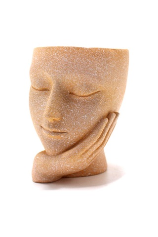 Konesam Yaratıcı Yüz Desenli Reçine Suksulent Bitki Saksısı - Masajüstü Dekoratif Bahçe Aksesuarı Ev Ofis Dekoru