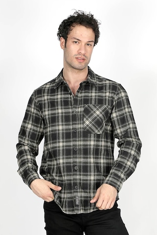 Lee Cooper Jade Erkek Dokuma Uzun Kol Gömlek Haki-siyah-20401-haki-siyah Ekose Haki - Siyah