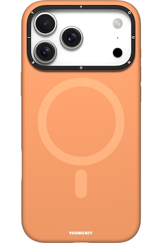 Apple Uyumlu iPhone 17 Pro Max Kılıf M-safe Şarjlı Kamera Standlı Youngkit Gel Cream Serisi Kapak Turuncu Turuncu