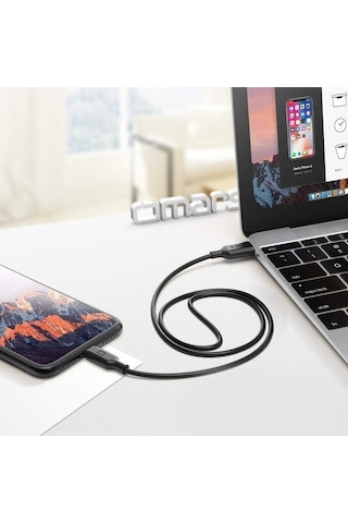 Omars Type-C Apple iPhone Uyumlu Mfı Lightning Pd Hızlı Şarj Kablosu Siyah 1 M