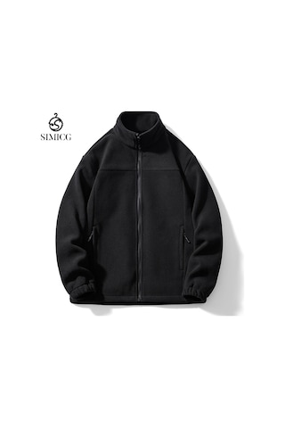 Açık Hava Polar Rüzgar Geçirmez Ve Sıcak Erkek Ceketi Siyah