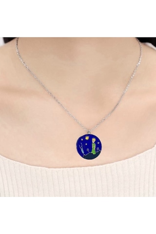 Little Prince Küçük Prens Ve Tilki Best Friends Dostluk Sembolü Çift Kolye Çok renkli