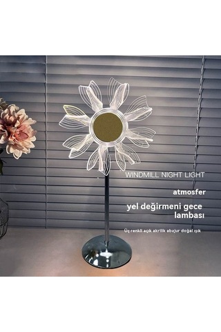 Didadodo Yaratıcı Ayçiçeği Masa Lambası-yel Değirmen, Elegant Yatak Odası Atmosferi Gümüş