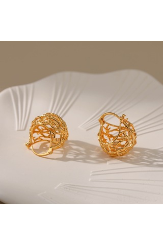 Samdoo 18k Altın Küçük Kafes Desenli Minimalist Küpe - Modern Geometrik Tasarım, Unik Stili Ve Dayanıklılık İle Her Zaman Mükemmel Diğer