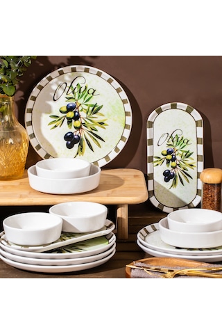 Perotti Olives 28 Parça Kahvaltı Seti 12 Kişilik Kahvaltı Takımı Çok Renkli