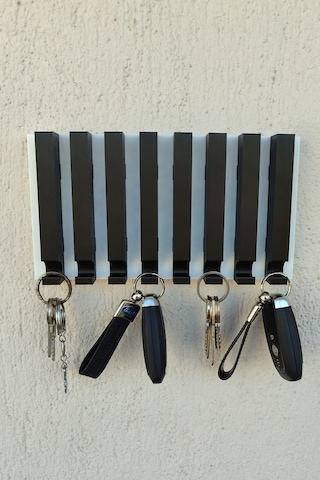 Anahtarlık Askısı 13 X 24 Cm 8 Adet Anahtarlık Asılabilir İşyeri Beyaz