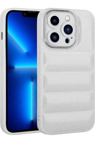 Apple Uyumlu iPhone 12 Pro Max Kılıf Kamera Korumalı Parlak Airbag'li Zore Galya Kapak Beyaz