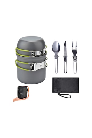 Ultra Hafif Kamp Tencere Seti Yeşil Yeşil