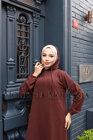 Kadın Kahve Aerobin Uzun Kapşonlu İkili Takım T0218 Kahve Kahverengi