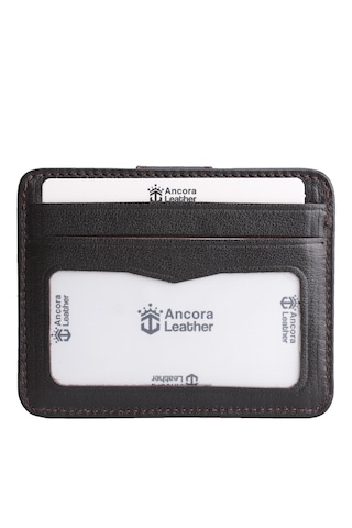 Ancora Leather Hakiki Deri Çıtçıtlı-para Bölmeli Kartlık Kahve-26209
