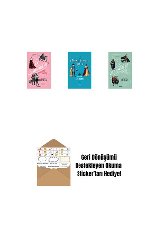 Üç Silahşörler 3 - Bragelonne Vikontu + Monte Cristo Kontu + Üç Silahşörler Yirmi Yıl Sonra Ciltli + Okuma Sticker'ları