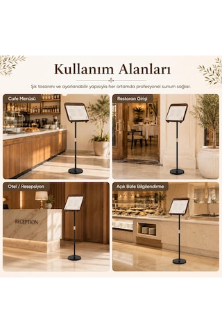 Cafe Restoran Bar Otel Menü Ve Fiyat Listeleme Panosu Ent Gs02 360 Döner Tabanlı Ahşap Sunum Panosu, Qr Kod Fiyat Listesi Kampanya Ve Resepsiyon Bilgilendirme İçin Uygun