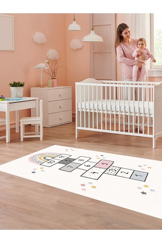 Seksek Oyun Halısı Yıkanabilir Kaymaz Taban Çocuk Odası 6092c 001