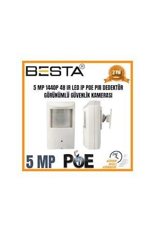 5 1440p 48 Ir Led Ip Poe Dahi Li Mi Krofonlu Pir Dedektör Görünümlü Güvenlik Kamerası