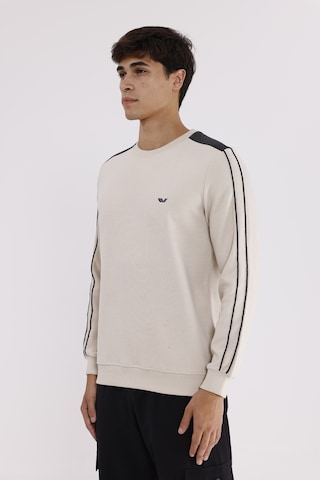 Rowinger Selanik Doku Yumuşak Tutuşlu Rahat Kalıp Yuvarlak Yaka Esnek Manşetli Sweatshirt Beıge