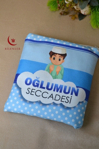 Çantalı Erkek Çocuk Seccadesi-oğlumun Seccadesi Mavi Mavi