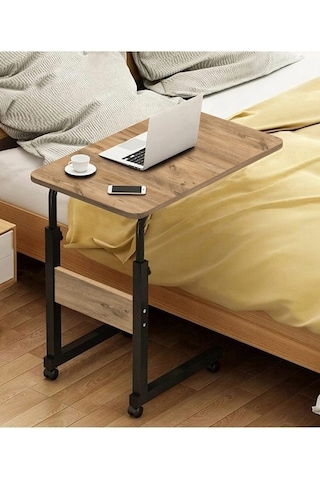 Yükseklik Ayarlı Laptop & Servis Sehpası -Atlantik Çam Tekerli