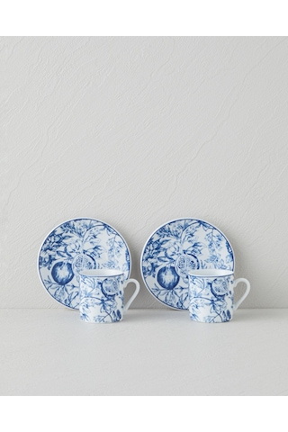 English Home Liana Porselen 4 Parça 2 Kişilik Kahve Fincan Takımı 80 Ml Lacivert-beyaz Lacivert-beyaz