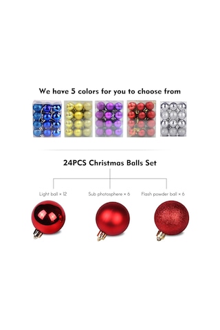 Monyee 3cm Altın Noel Topları Seti 24 Adet - Polistiren Ağaç Dekorasyonu, Perdeve Ve Vitrin Süs Eşyası