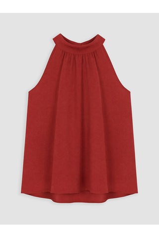 Lcw Comfort Kırmızı Halter Yaka Büzgülü Bluz