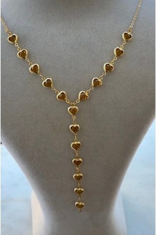 Kadın Gold Renk Zirkon Taşlı Özel Tasarım Y Model Kolye Sarı