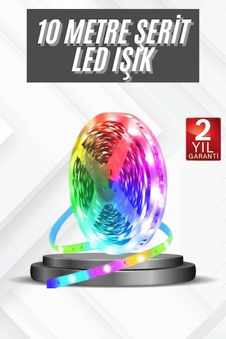Rgb Şerit Led 10 Metre Led Işık Kumanda İle Kontrol Rgb Standart