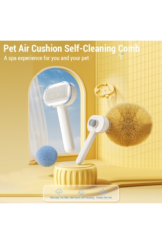 Geekyou Kedi Köpek Universal Abs+paslanmaz Çelik Otomatik Temizleyici Tırnaklı Tarak - Açık Mavi Standart Model