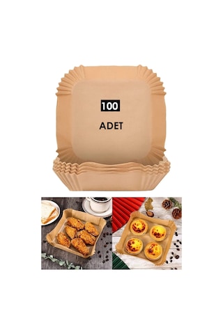 TP Company 100 Adet Airfryer Pişirme Kağıdı Kare Tabak Model Yağlı Kağıt
