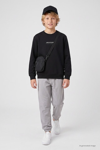 Siyah Standart Fit Baskılı O Yaka Erkek Çocuk Sweatshirt - 11322