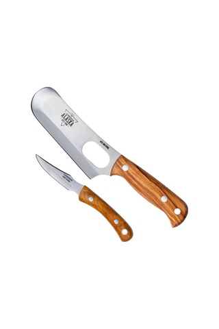 Cudeman 161-l Alaska Olive Set 2 Bıçak Deri Kılıflı Kamp Bıçak Kahverengi