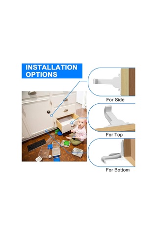 Hangfox 12 Adet Bebek Güven Kilitleri, Gizli Tasarım Çekmece Dolap Kilitleri, Geniş Yapıştırıcı Alanı İle Çocuk Koruma Aleti Beyaz