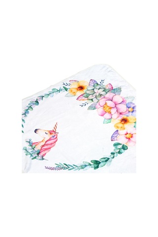 Neevoyu Bebekler İçin Aylık Gelişim İzleyici Flannel Battaniye - Fotoğraf Çekim Dekoru Unicorn Desenli Çok Renkli