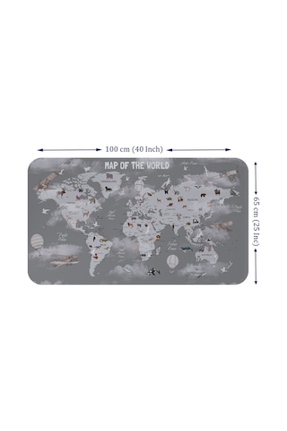 Eğitici Dünya Haritası Dünya Atlası Çocuk Ve Bebek Odası Duvar Sticker -60x105-3811 Çok Renkli