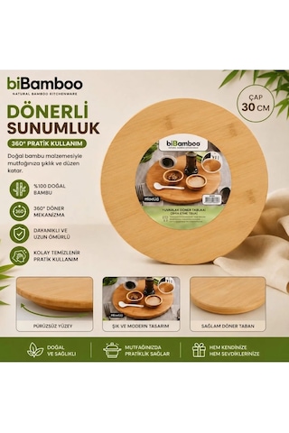 Sunumluk Bambu Döner 30 Cm Pizza,peynir,pasta Tabağı