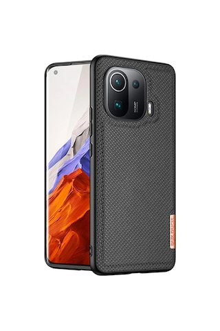 Dux Ducis Fino Serisi Xiaomi Mi 11 Pro Kılıf Premium Dokuma Silikon Kılıf- 5775 Gri